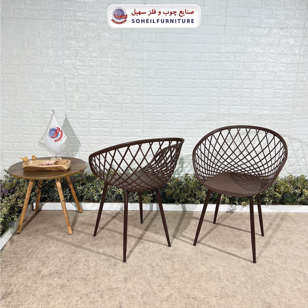 صندلی ایفلی چوبی و فلزی مدرن مدل بامبو سهیل (صندلی فایبرگلاس نشکن)