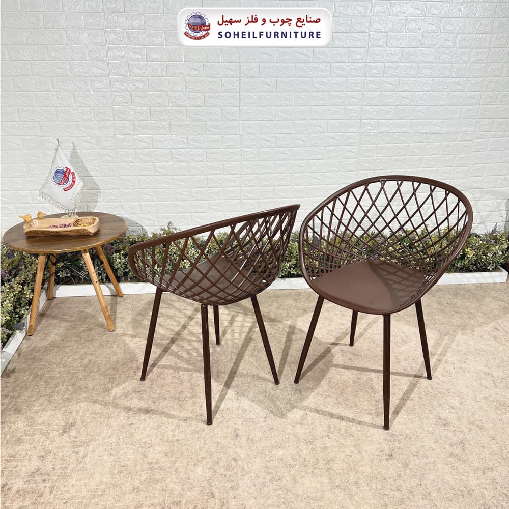صندلی ایفلی چوبی و فلزی مدرن مدل بامبو سهیل (صندلی فایبرگلاس نشکن) — تصویر ۲