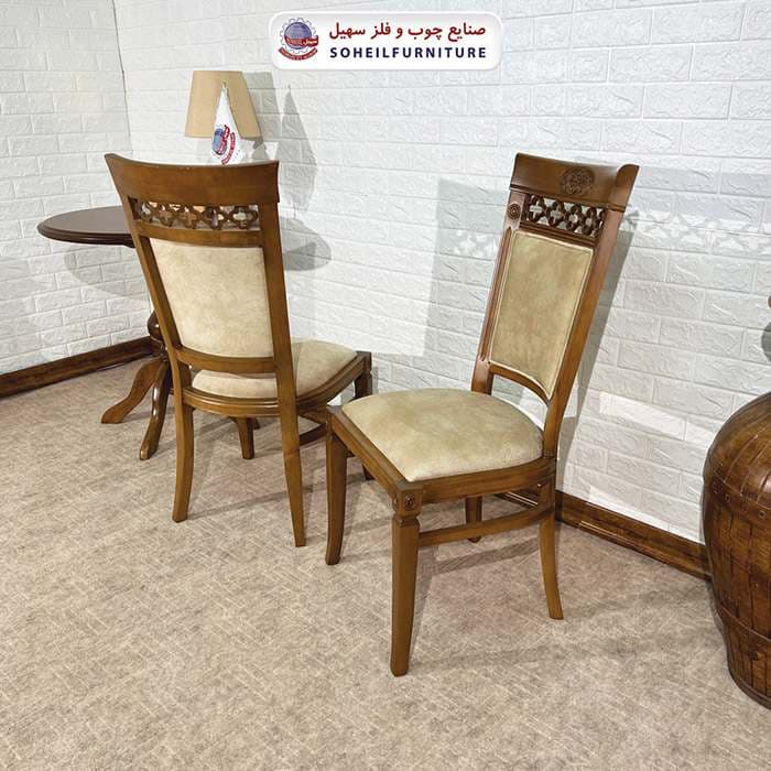 صندلی ناهارخوری چوبی کلاسیک مدل آرش سهیل — تصویر ۳