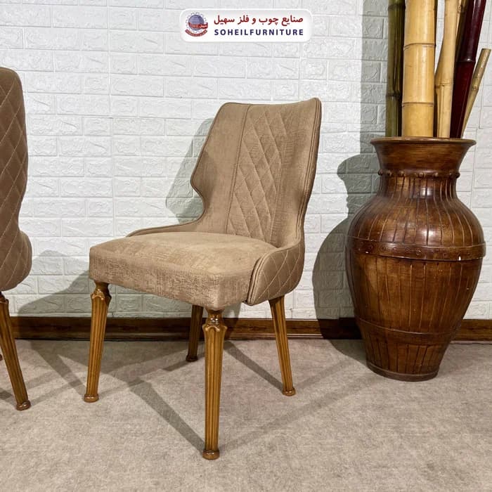 صندلی ناهارخوری چوبی هلنا پشت پارچه سهیل — تصویر ۳
