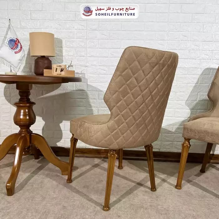 صندلی ناهارخوری چوبی هلنا پشت پارچه سهیل — تصویر ۵