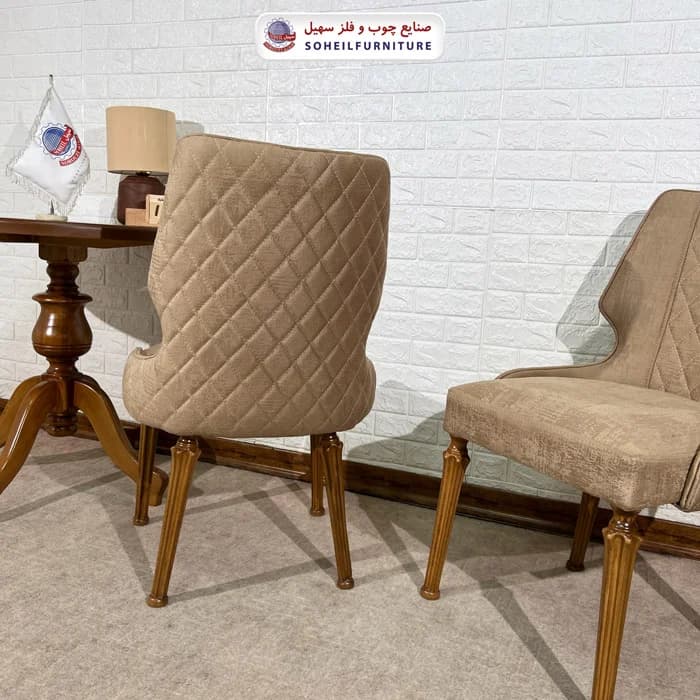 صندلی ناهارخوری چوبی هلنا پشت پارچه سهیل — تصویر ۴