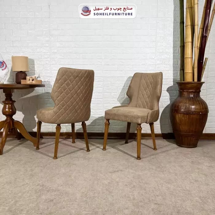 صندلی ناهارخوری چوبی هلنا پشت پارچه سهیل — تصویر ۲