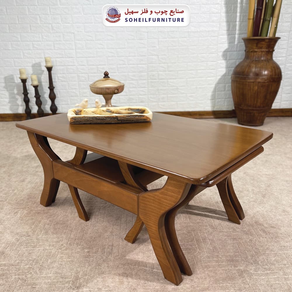 ست میز جلومبلی و عسلی چوبی مدل الیت سهیل (روکش طبیعی چوب راش گرجستان) — تصویر ۷