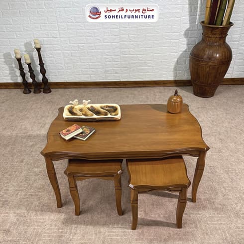 میز عسلی(بغل مبل) چوبی مدل ویکتوریا سهیل (روکش طبیعی چوب راش گرجستان) — تصویر ۵