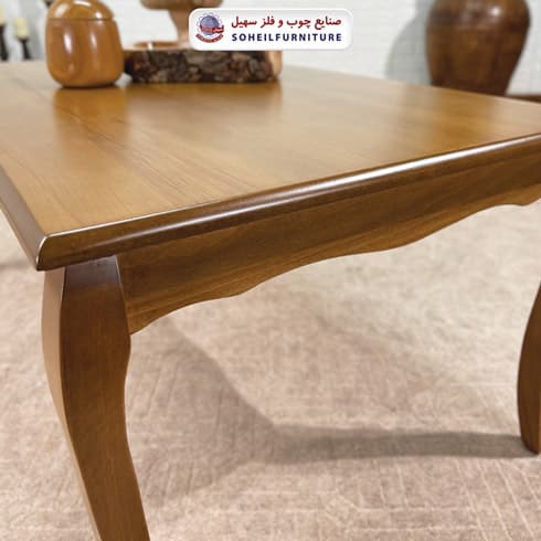 میز جلومبلی چوبی کلاسیک مدل پارسه سهیل (روکش طبیعی چوب راش گرجستان) — تصویر ۳