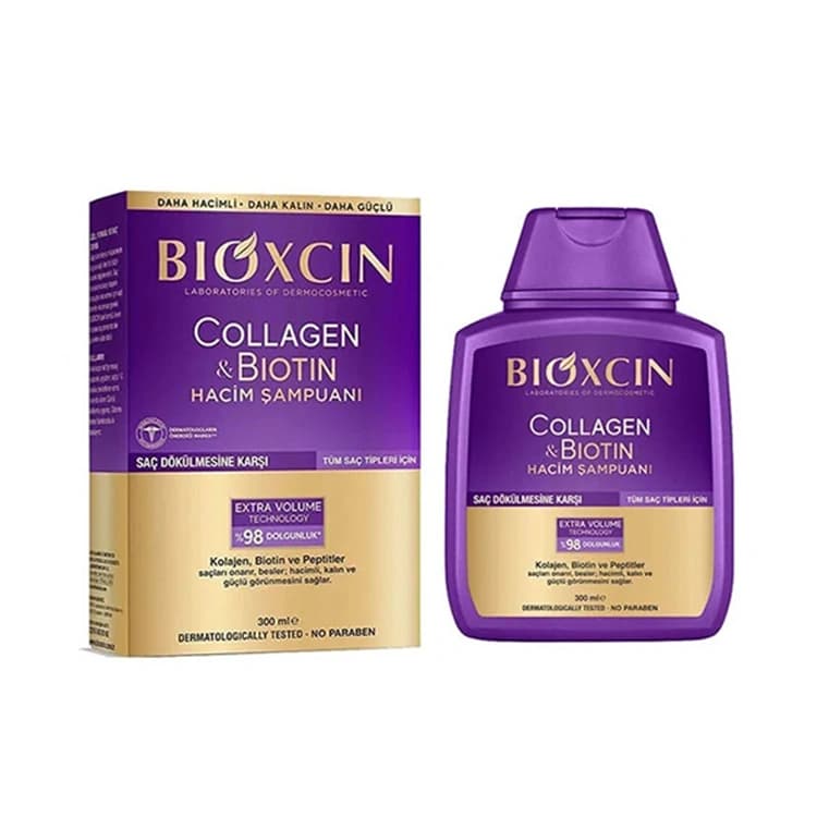 شامپو Bioxcin مدل Collagen and Biotin حجم 300 میلی لیتر — تصویر ۲