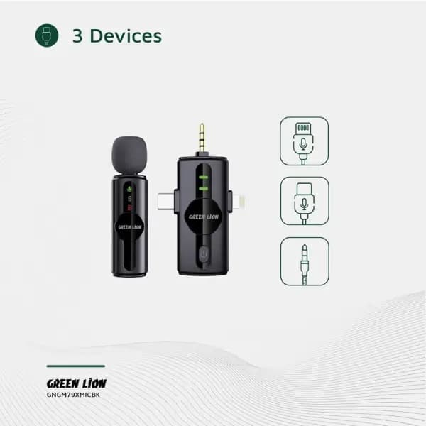 میکروفون بی‌سیم 3 در 1 گرین لاین مدل Green Lion 3 in 1 Noise Cancellation Microphone GM-79X — تصویر ۳