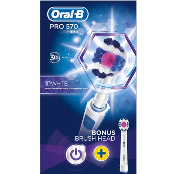 مسواک برقی اورال-بی مدل Oral-B سری pro 570 مدل 3D White اصل | سفید کننده سه بعدی — تصویر ۳