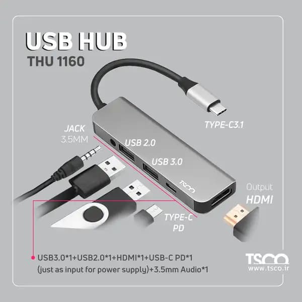هاب تسکو مدل TSCO USB THU 1160 — تصویر ۴