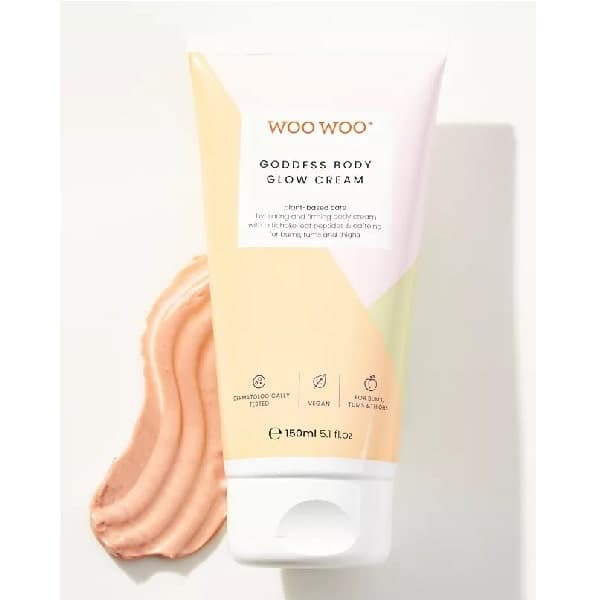 کرم بدن آبرسان و سفت کننده وو Woowoo مدل Goddess Body Glow حجم 150 میل اصل | حاوی پپتید و کافئین — تصویر ۳