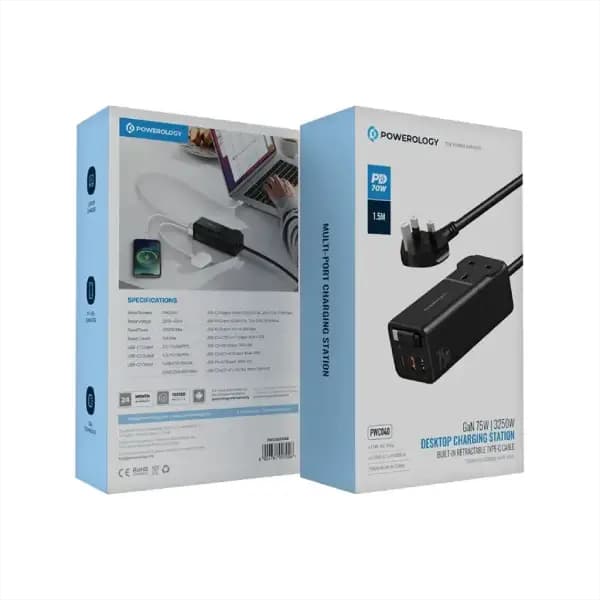 شارژر رومیزی 75 وات پاورولوژی مدل Powerology Desktop Charging Station PWCUQC040 — تصویر ۴