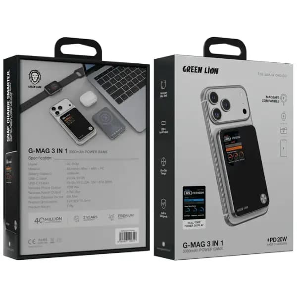 پاوربانک 20 وات 5000 هزار مگ سیف گرین لاین مدل Green Lion G-Mag 3-In-1 — تصویر ۵