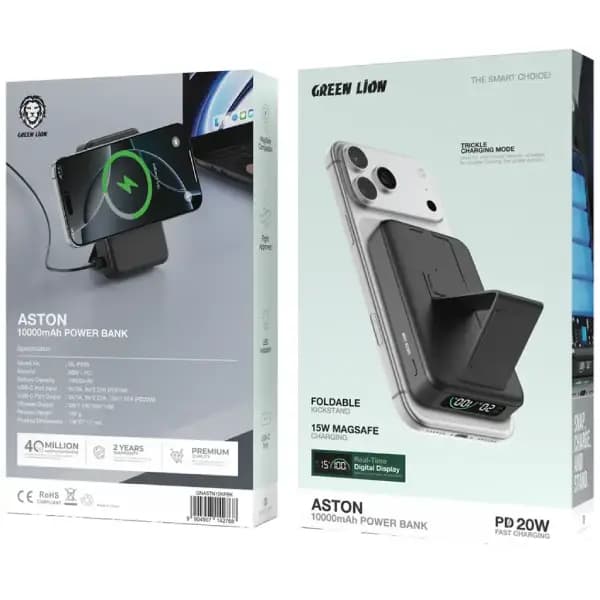 پاوربانک 20 وات 10000 هزار مگ سیف گرین لاین مدل Green Lion Aston 10000mAh — تصویر ۳