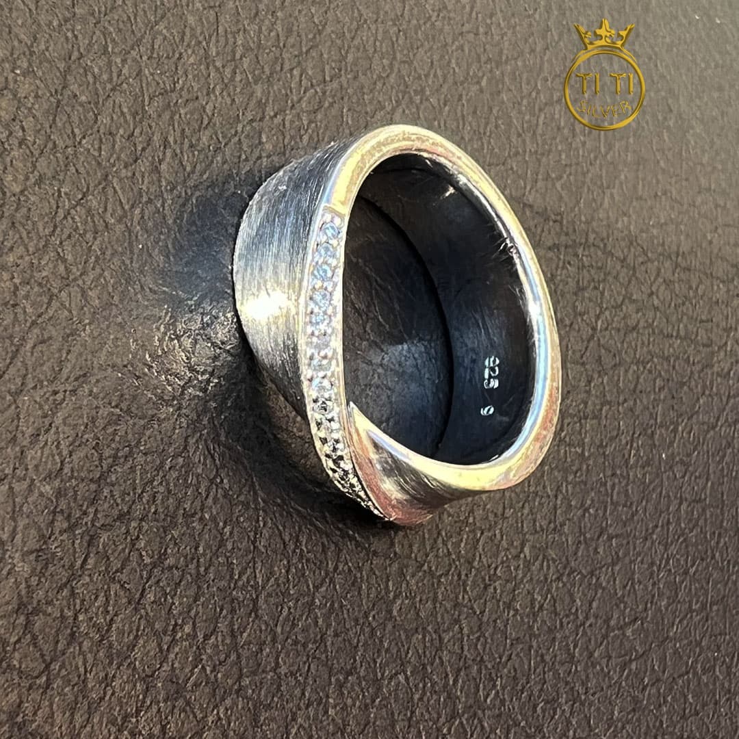 حلقه تک مردانه نقره — تصویر ۴