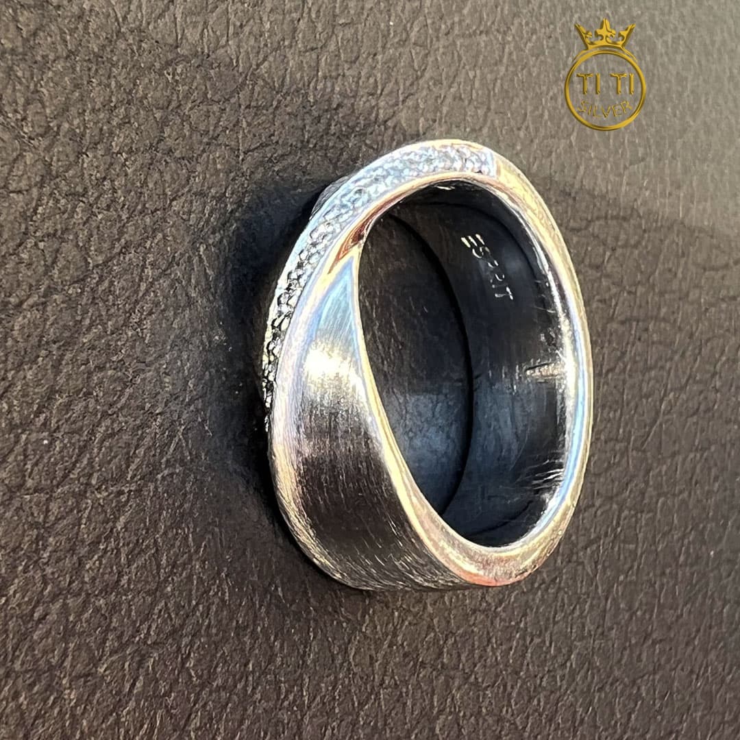 حلقه تک مردانه نقره — تصویر ۳