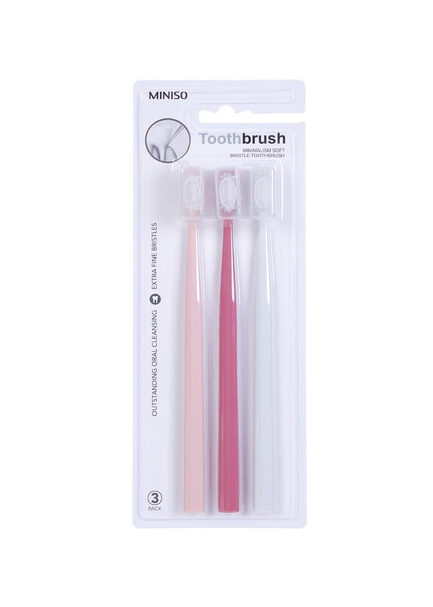 مسواک نرم مینیمالیسم مینیسو، مدل Miniso Transparent Soft Bristles Toothbrush، رنگ متنوع، 3 عددی
