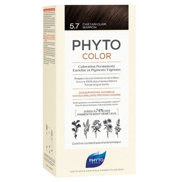 رنگ موی بدون آمونیاک فیتوکالر شماره 5.7 (جدید) اصل | رنگ موی دائمی و گیاهی Phyto Phytocolor