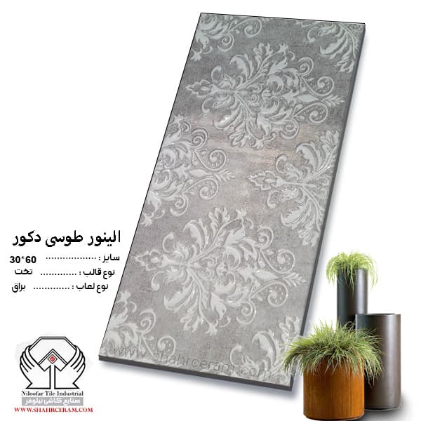کاشی الینور طوسی دکور 60*30 کاشی نیلوفر