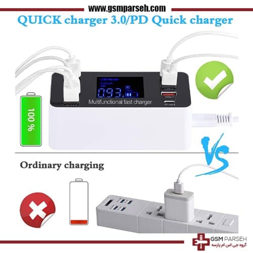 هاب شارژر 8 پورت فست مدل (Quick Charge 3.0 USB Port Type-C) — تصویر ۲