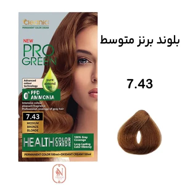 کیت رنگ مو بلوند برنز متوسط بدون آمونیاک کلینیک شماره 7.43 حجم 100 میل