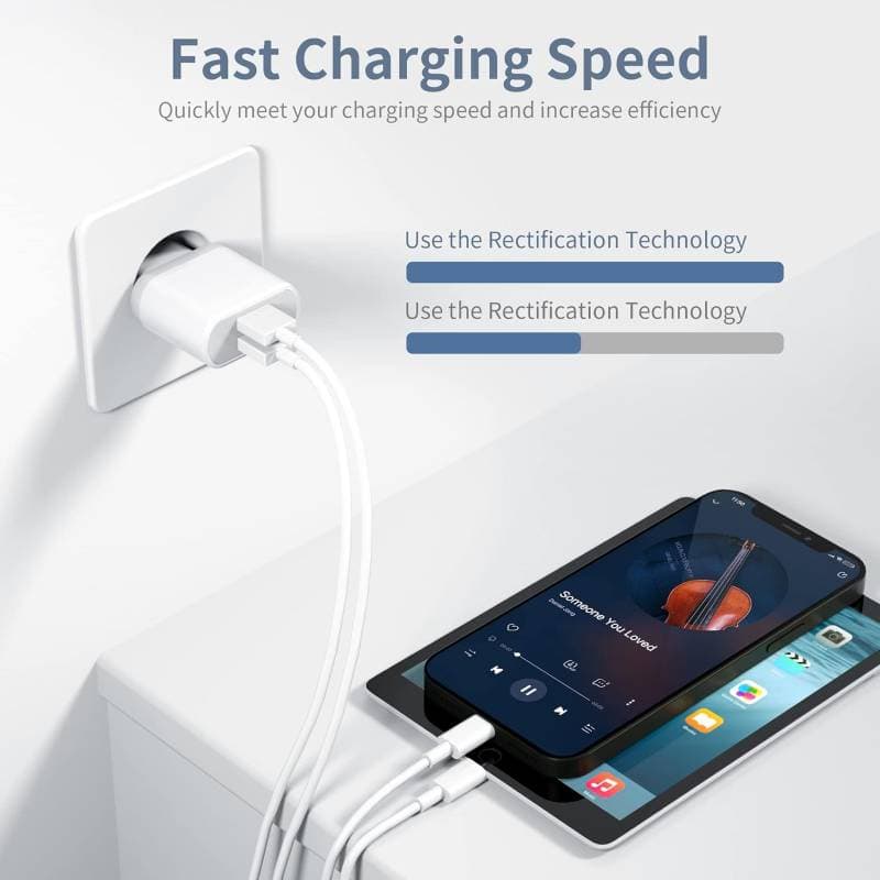 کابل Lightning و شارژ آیفون USB کابل ۲ متری ۵ ولت ۲.۱ آمپر — تصویر ۳