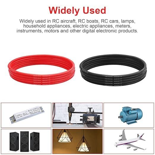 سیم کابل مسی HuLuWa انعطاف‌پذیر باتری جوشکاری 8 گیج AWG طول 10 متر مشکی + 10 متر قرمز — تصویر ۴