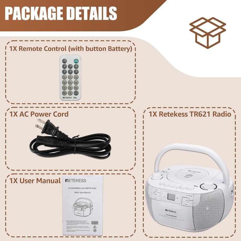 رادیو، سی‌دی ، کاست و اسپیکر بلوتوثی Retekess TR621 — تصویر ۷