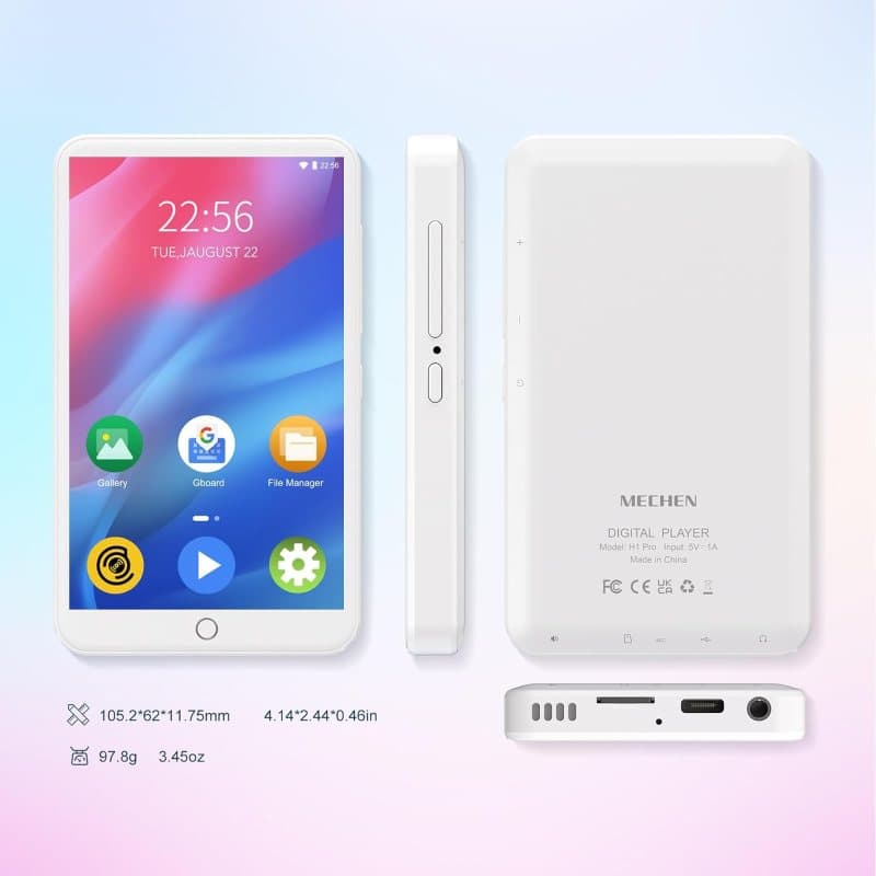 پخش‌کننده موسیقی آندرویدی MP3 برند MECHEN مدل H1 Pro با صفحه نمایش 4 اینچی — تصویر ۲