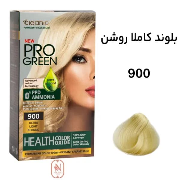 کیت رنگ موی بدون آمونیاک کلینیک رنگ بلوند روشن شماره 900