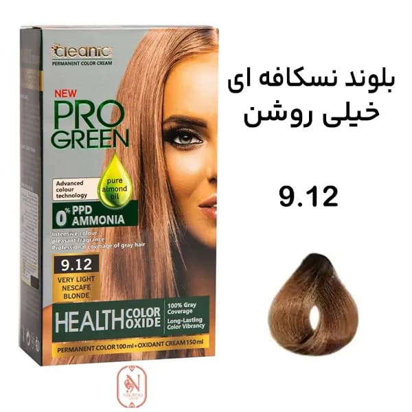 پک رنگ مو بدون آمونیاک کلینیک شماره 9.12 – بلوند نسکافه‌ای خیلی روشن