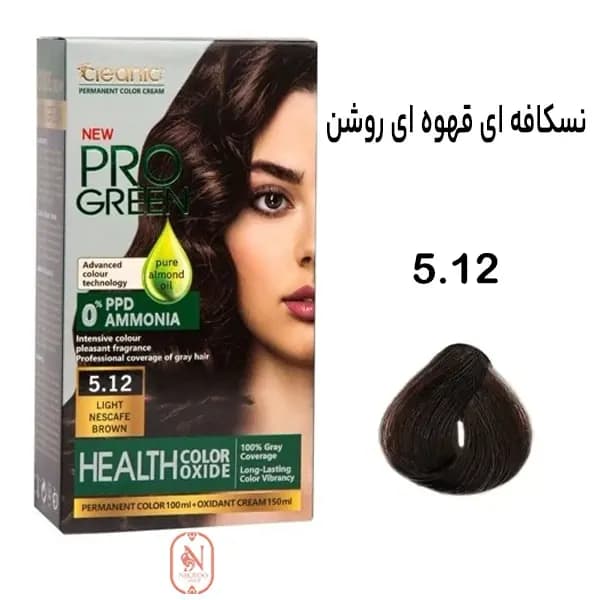 پک رنگ موی بدون آمونیاک کلینیک شماره 5.12 نسکافه‌ای قهوه‌ای روشن
