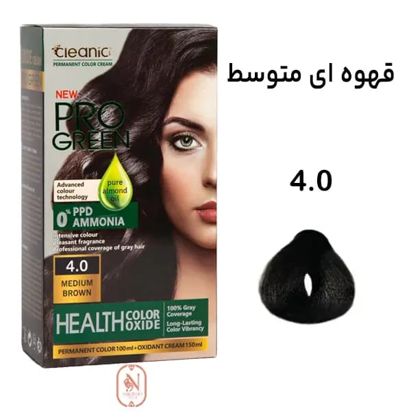 کیت رنگ مو قهوه ای متوسط بدون آمونیاک کلینیک شماره 4.0 حجم 100 میل