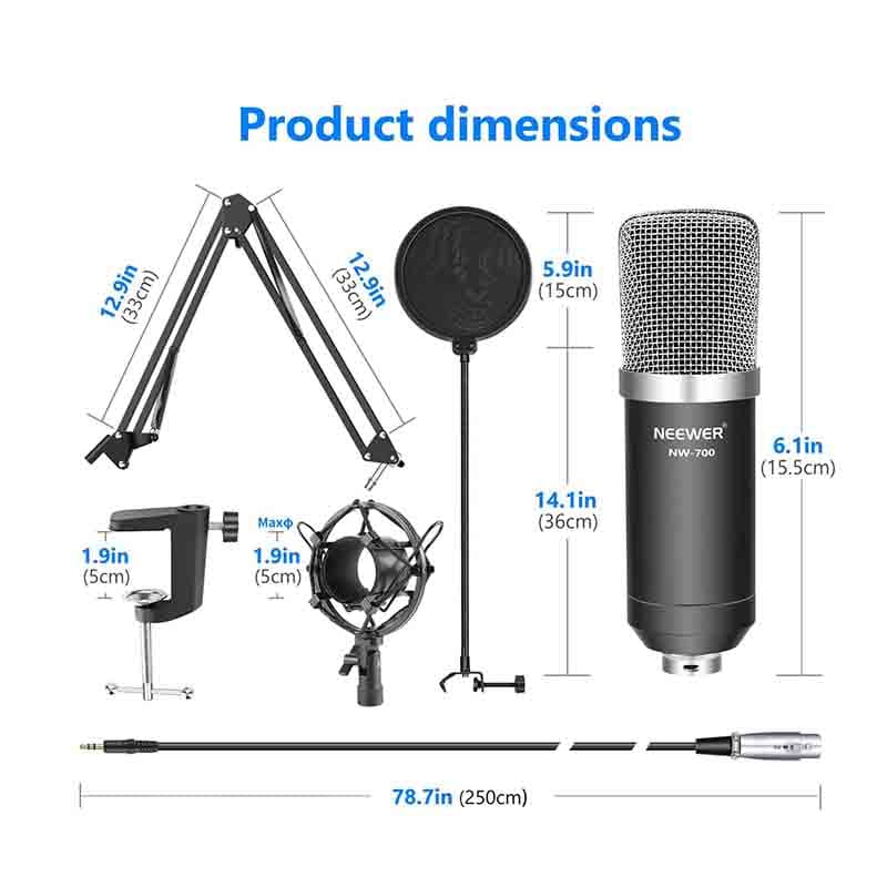 میکروفون کاندنسر ضبط استودیویی برند Neewer NW-700 — تصویر ۳