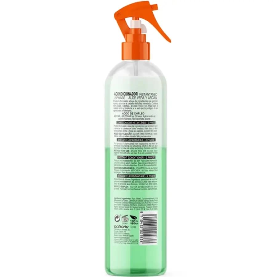 اسپری دو فاز مو آلوئه ورا و روغن آرگان باباریا 500ml — تصویر ۳