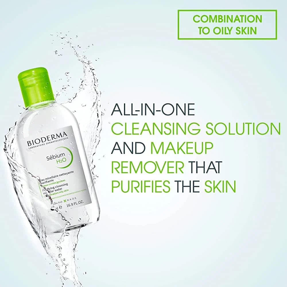 محلول پاک کننده سبیوم H2O بایودرما 500 میل Bioderma Sebium H2O Micellar Water 500ml — تصویر ۲