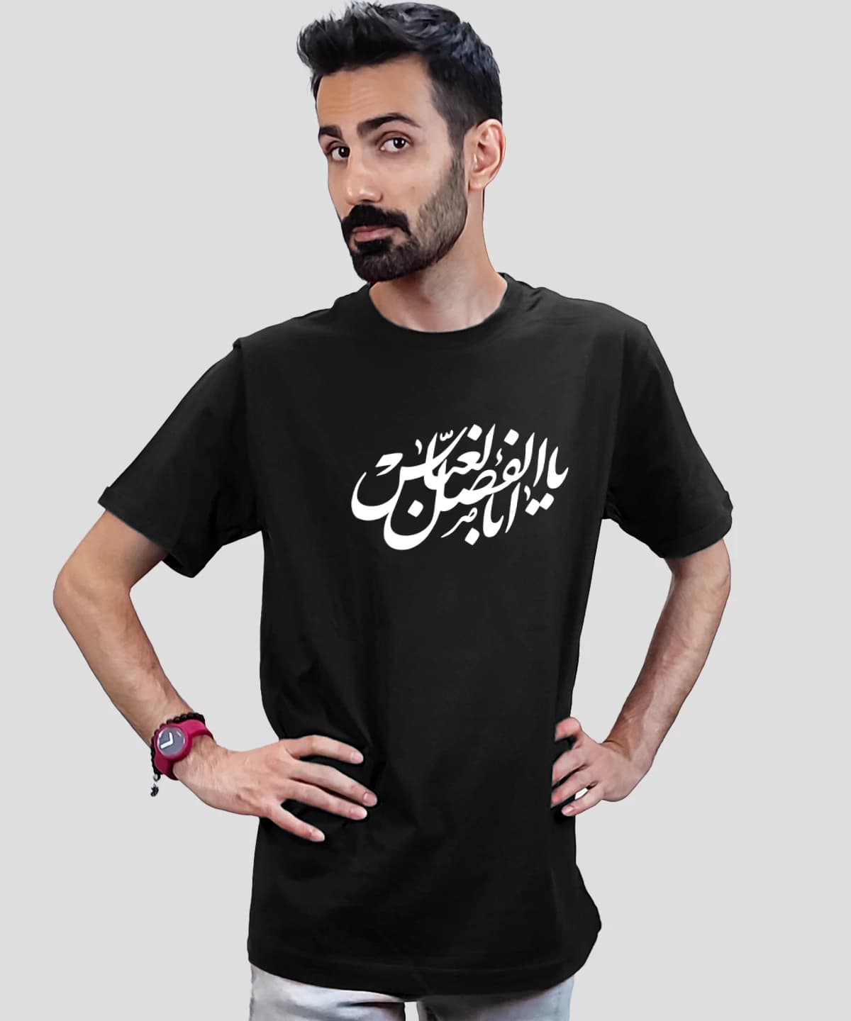 تیشرت مردانه و زنانه مذهبی طرح یا اباالفضل عباس کد 498 — تصویر ۳