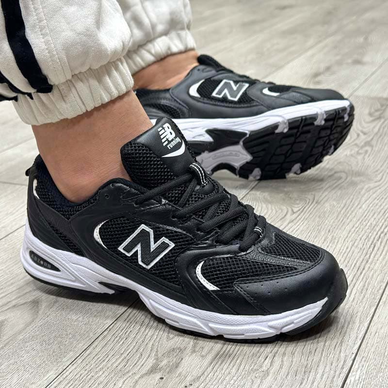 کتونی نیوبالانس 530 مشکی سفید مردانه زنانه رویه بافت- 530 new balance کد 6768 — تصویر ۴