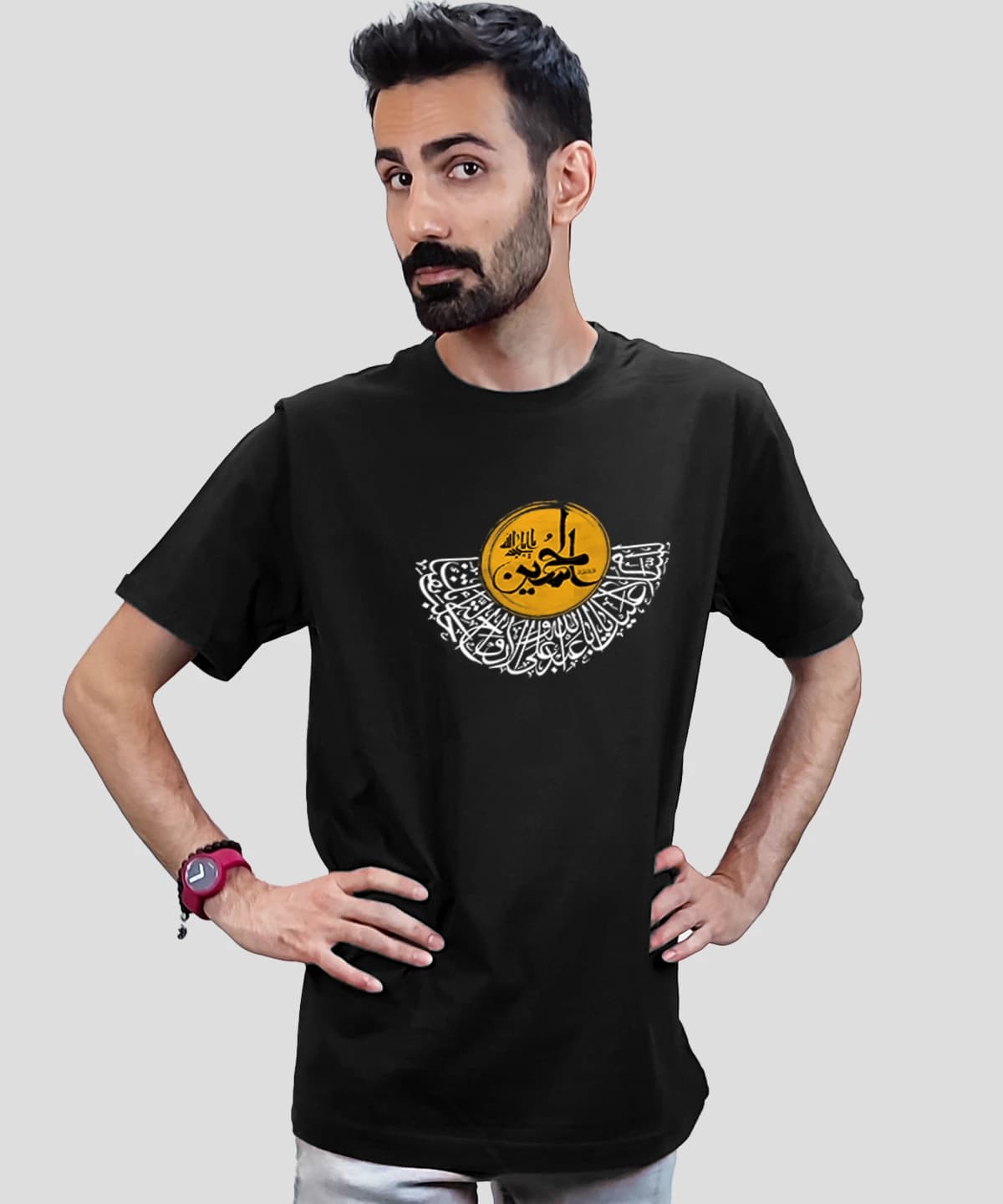 تیشرت مردانه و زنانه مذهبی طرح یا ابا عبدالله الحسین کد 445 — تصویر ۴
