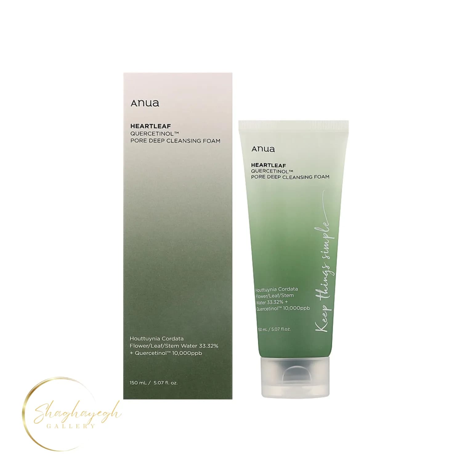 فوم پاک‌کننده عمقی منافذ پوست چرب و مختلط آنوا Anua Heartleaf Quercetinol Pore Deep Cleansing Foam 150ml