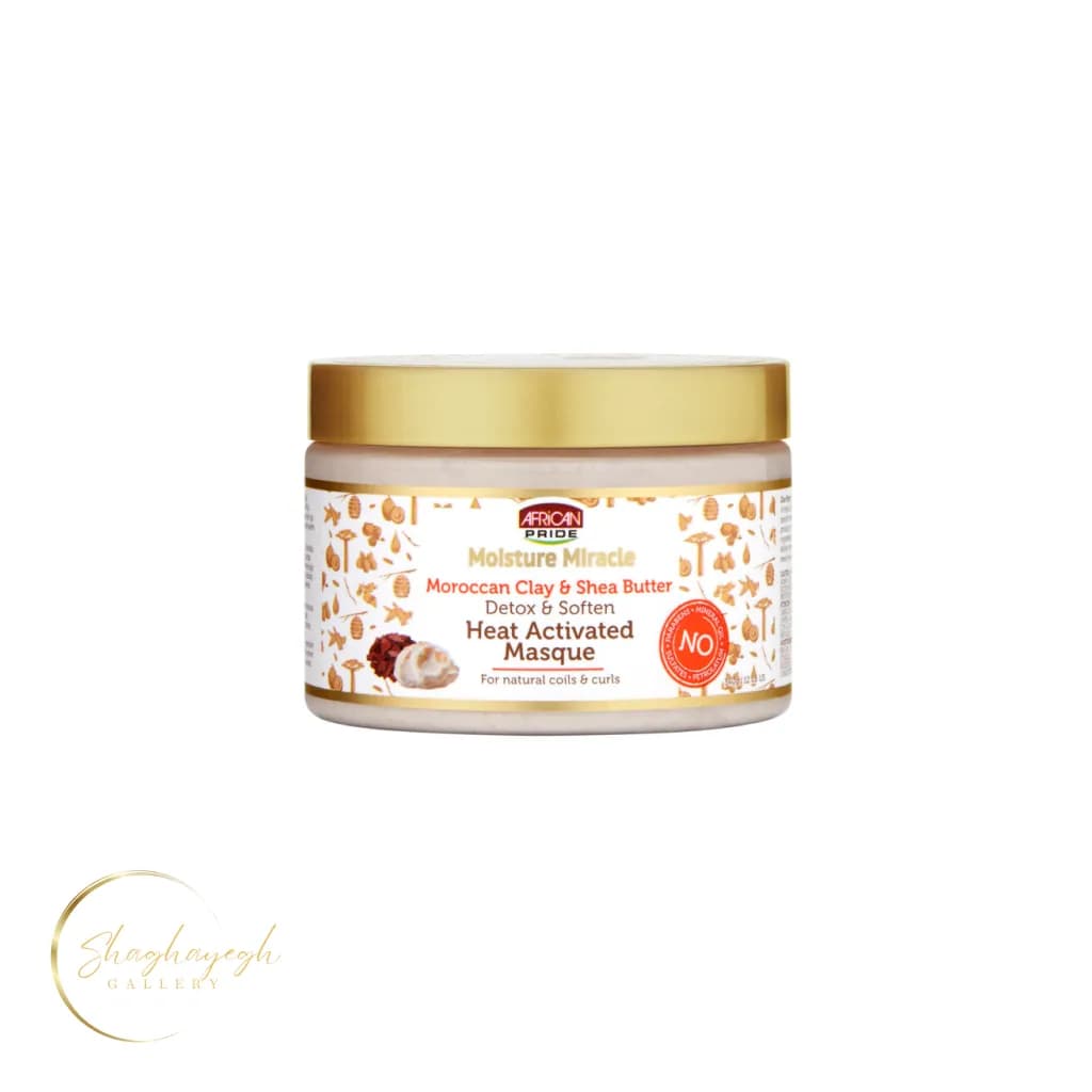 ماسک مو آبرسان و نرم‌کننده حرارتی آفریکن پراید African Pride Moisture Miracle Moroccan Clay & Shea Butter 326g