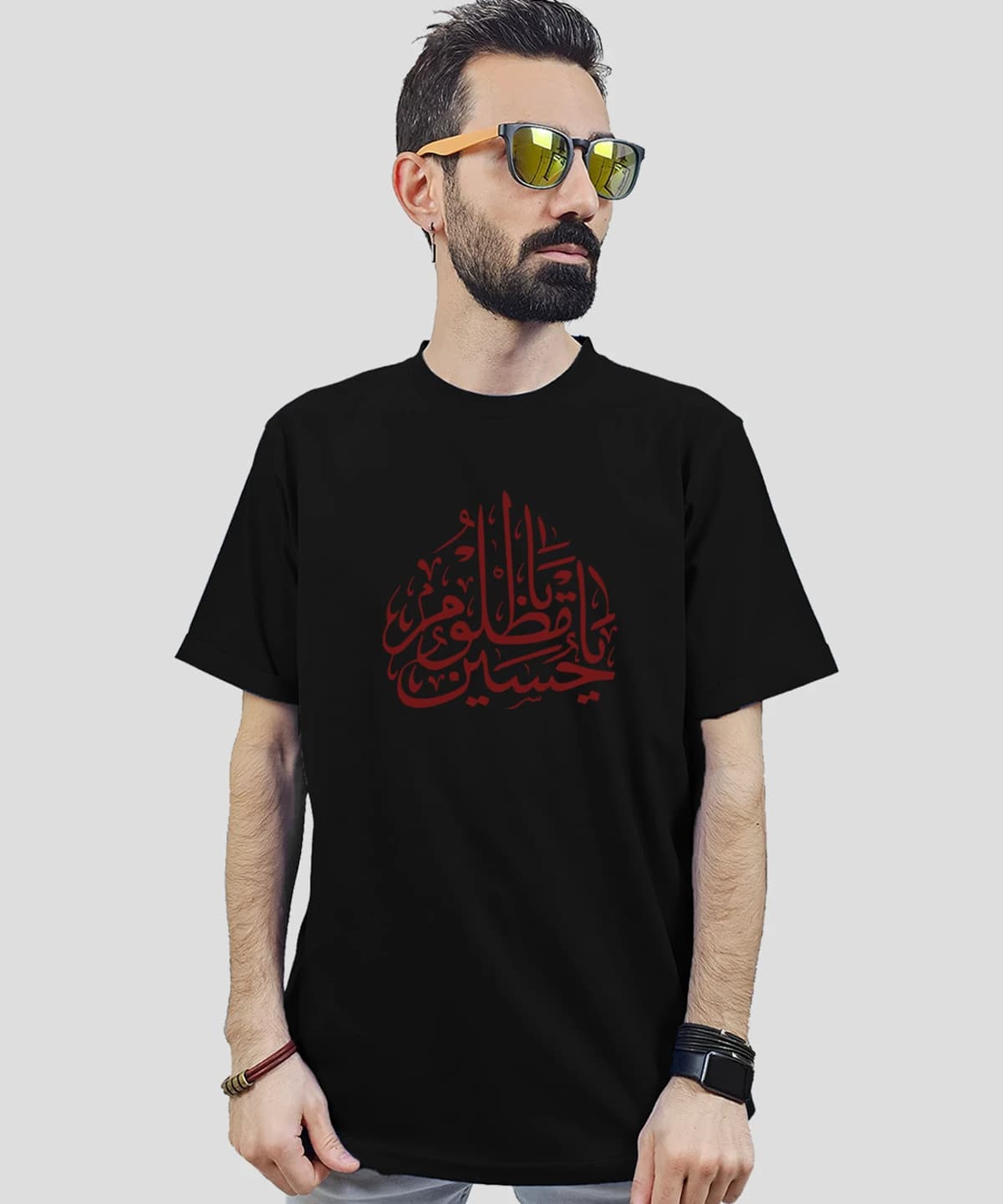 تیشرت مردانه و زنانه مذهبی طرح یا حسین مظلوم — تصویر ۲