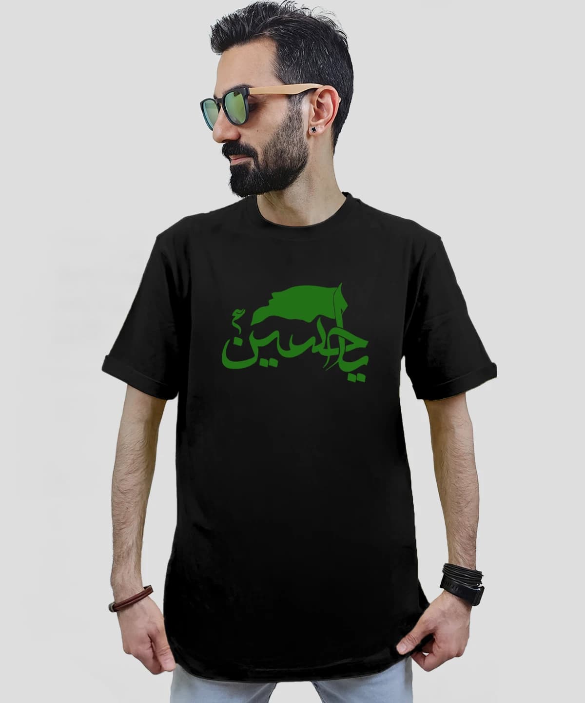 تیشرت مردانه و زنانه مذهبی طرح یا حسین کد 427 — تصویر ۲