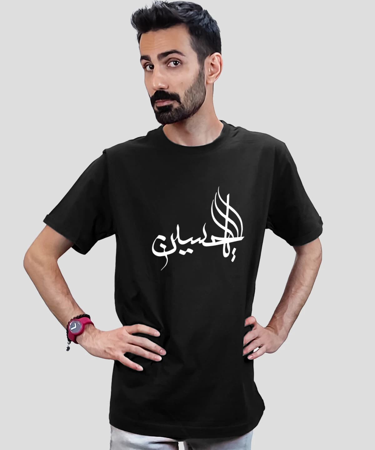تیشرت مردانه و زنانه مذهبی طرح یا حسین — تصویر ۴