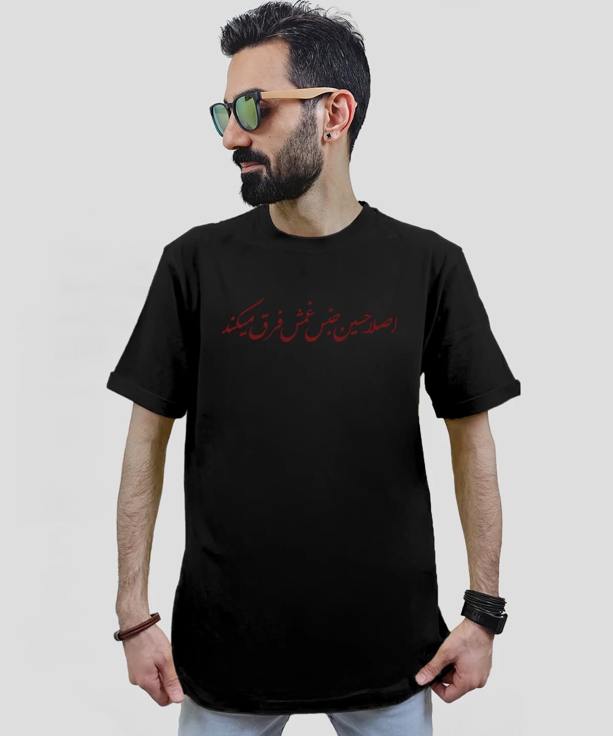 تیشرت مردانه و زنانه مذهبی طرح ( اصلا حسین جنس غمش فرق میکند ) — تصویر ۳