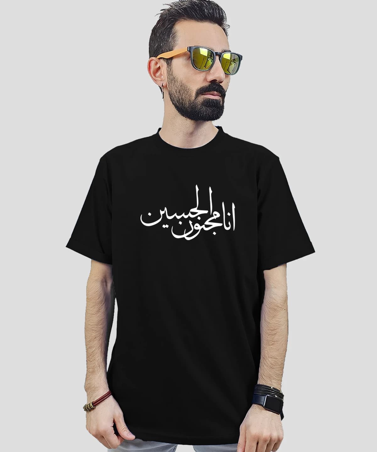 تیشرت مردانه و زنانه مذهبی طرح انا مجنون الحسین — تصویر ۳