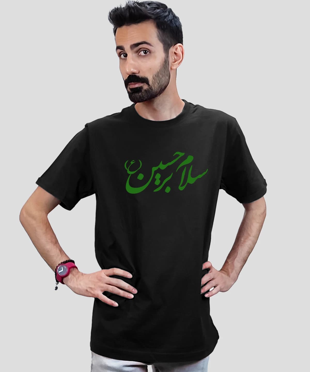تیشرت مردانه و زنانه مذهبی طرح سلام بر حسین کد 409 — تصویر ۴
