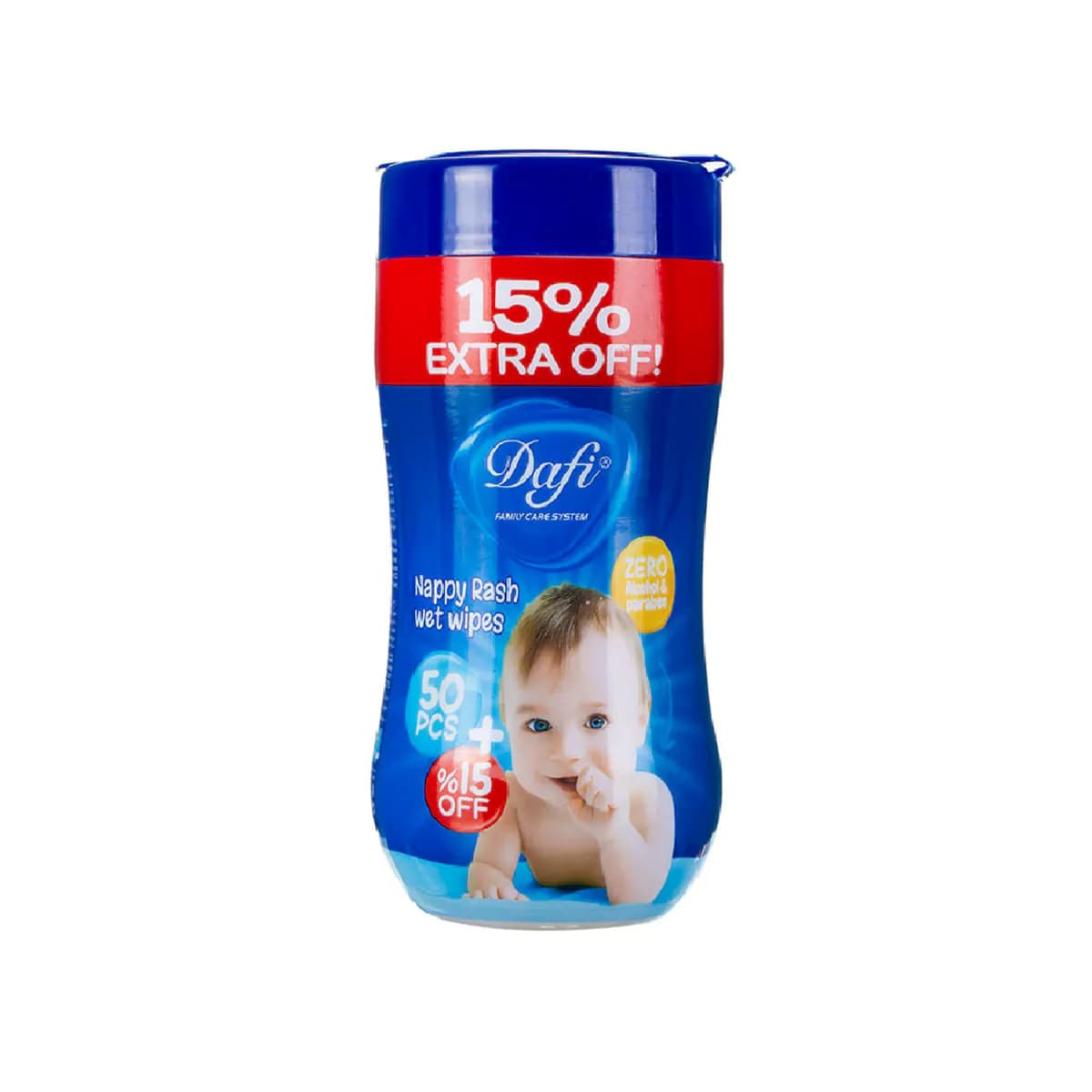 دستمال مرطوب پاک کننده کودک اکسترا استوانه ای تعداد 50 عددی دافی