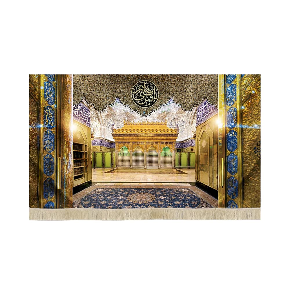 کتیبه مخمل تصویری ضریح حرم حضرت عباس یا قمر بنی هاشم کد 51580