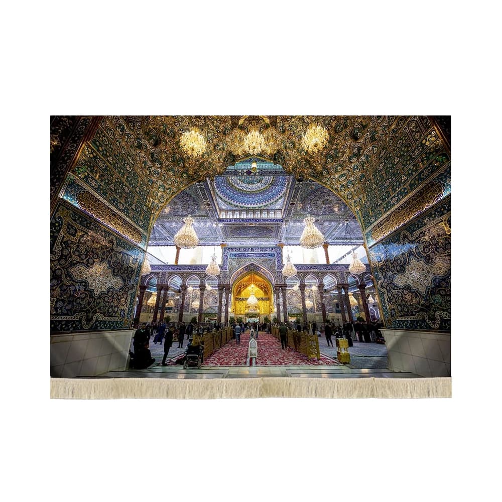 کتیبه مخمل تصویری باب قبله حرم امام حسین علیه السلام کد 51591